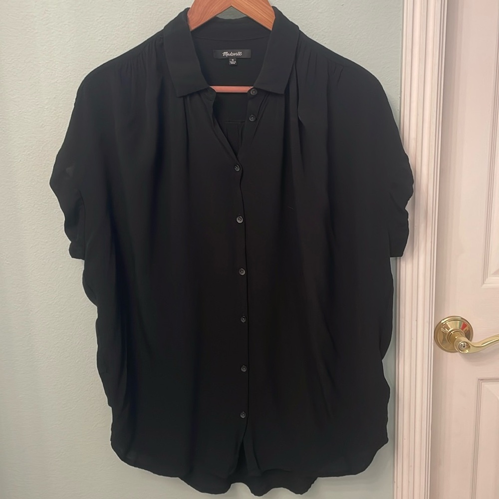 Madewell Central Drapey Shirt in True Black